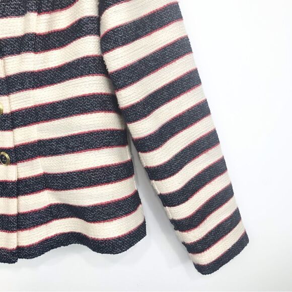 Cabi 5094 Navy Red Cream Nautical Stripe Double Breasted Cruise Blazer Jacket - Picture 10 of 16